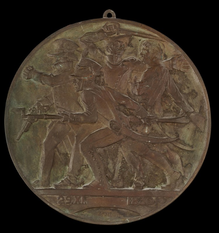 Medalion ze sceną z Powstania Listopadowego
