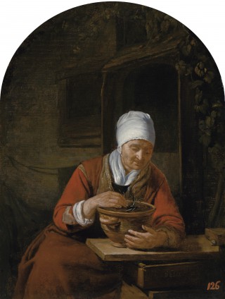 An Old Woman Holding a Flower Pot - 1