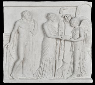 Victory pouring a libation to Diana and Apollo
