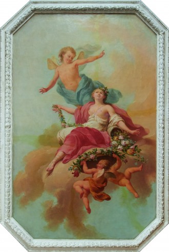 Malowidło przedstawiające kobietę i mężczyznę.