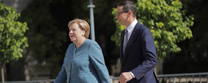 Kanclerz Merkel i premier Morawiecki w Łazienkach Królewskich.