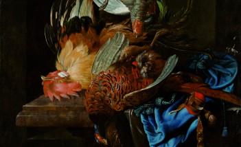 Fragment obraz, na którym widoczne jest ptactwo domowe.