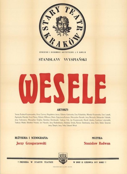 Plakat z napisem "Wesele".